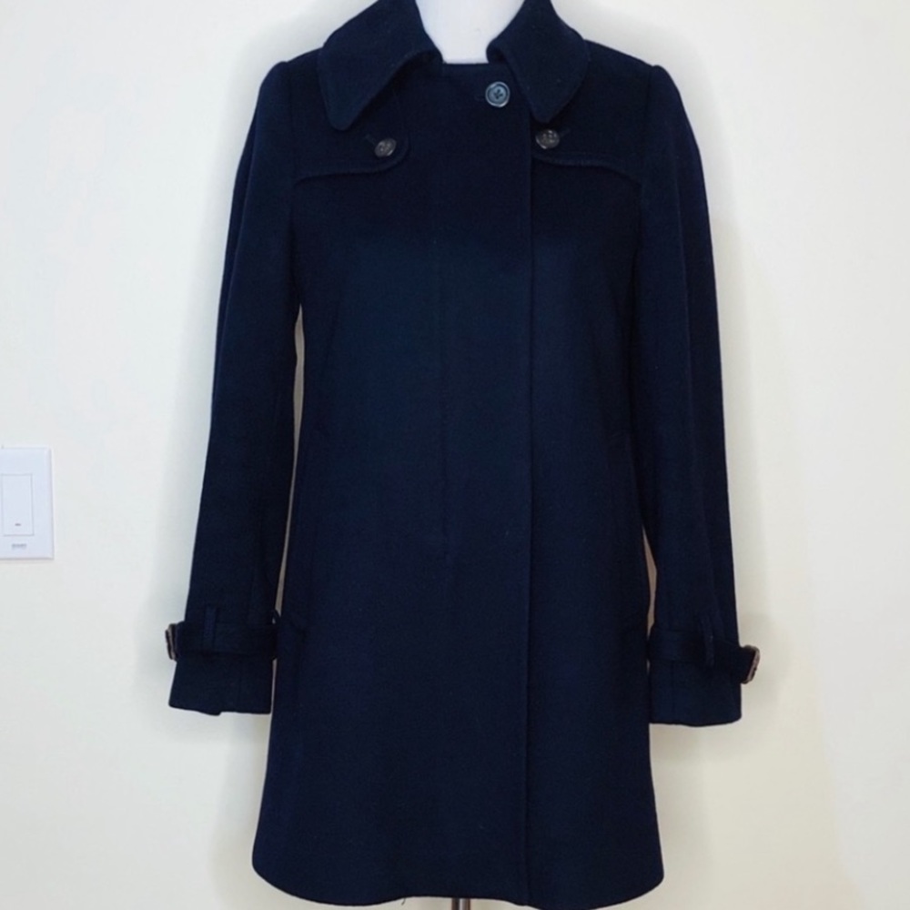 J. Crew Navy Wool Hooded Duffle Coat - Picture 5 of 9